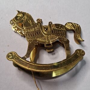 Vintage Figis Brass Filigree Rocking Horse Christmas Ornament